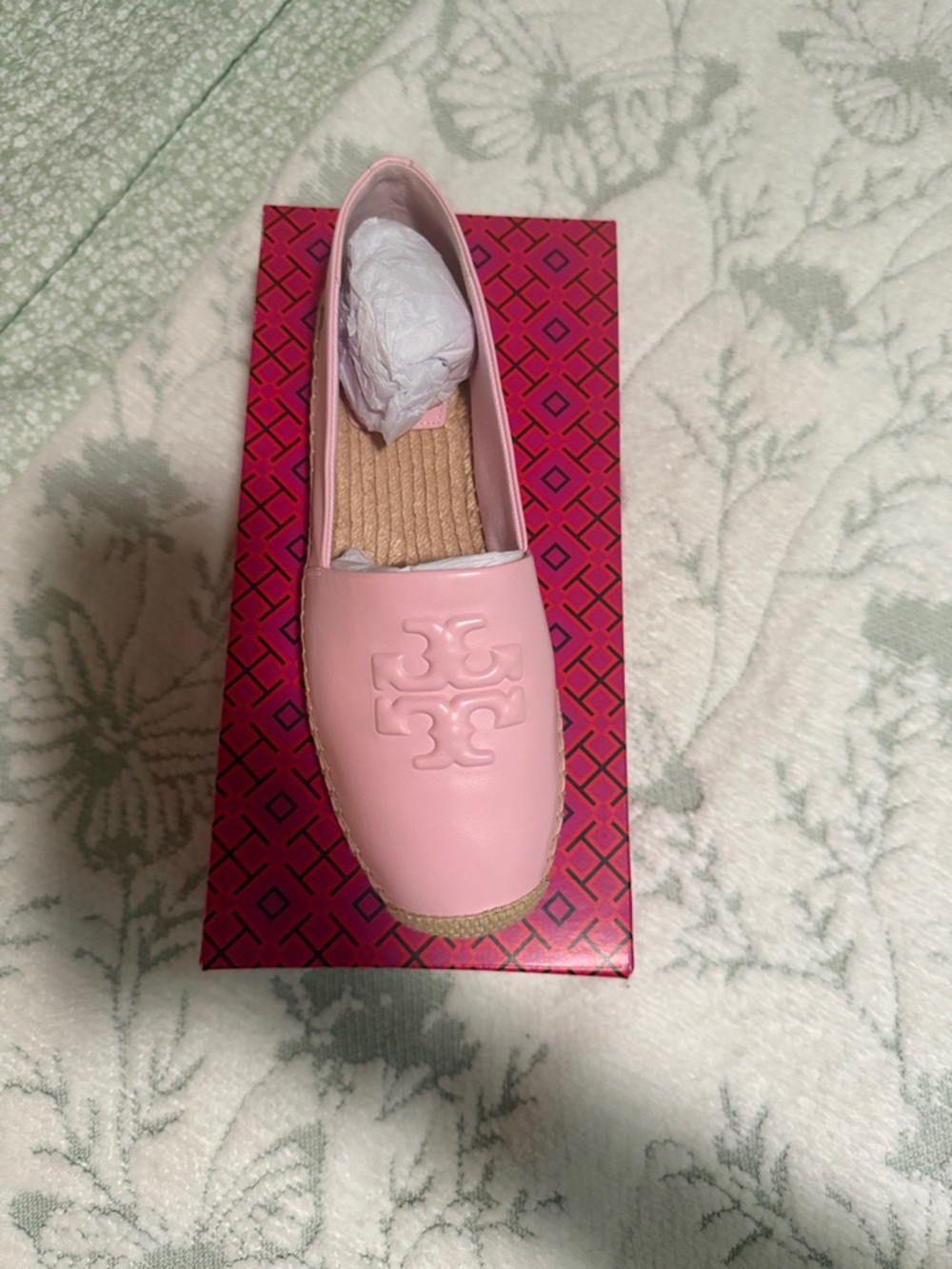 Tory Burch Pink Leather Espadrille Slip-On